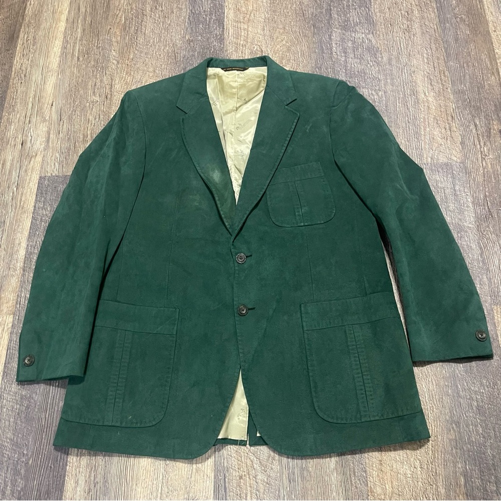 VTG Green Leather Blazer M/L